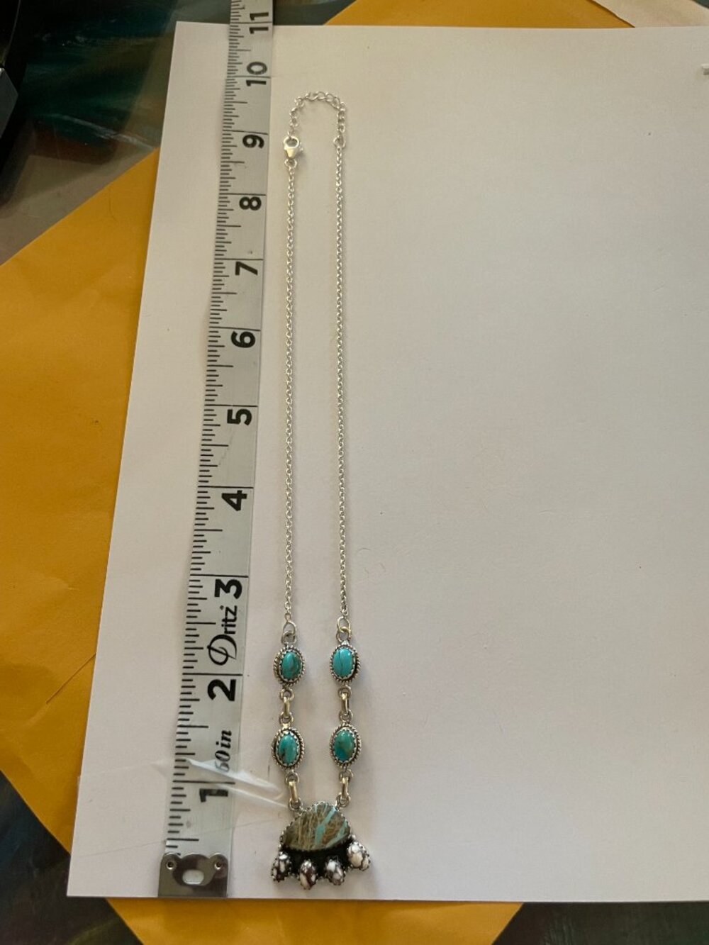 NEW Sterling Silver Necklace Turquoise Dainty Minimalist Lightweight 16.5-18.5" - Picture 2 of 12